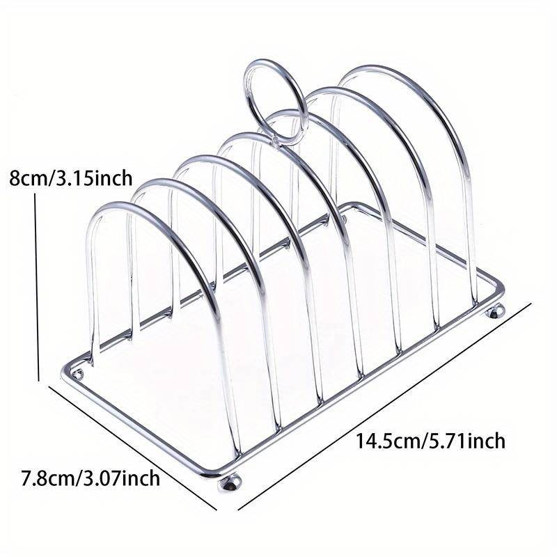 1pc Practical Stainless Steel Bread Rack For Dining Room Household Bread Rack 6-slice Food Disp