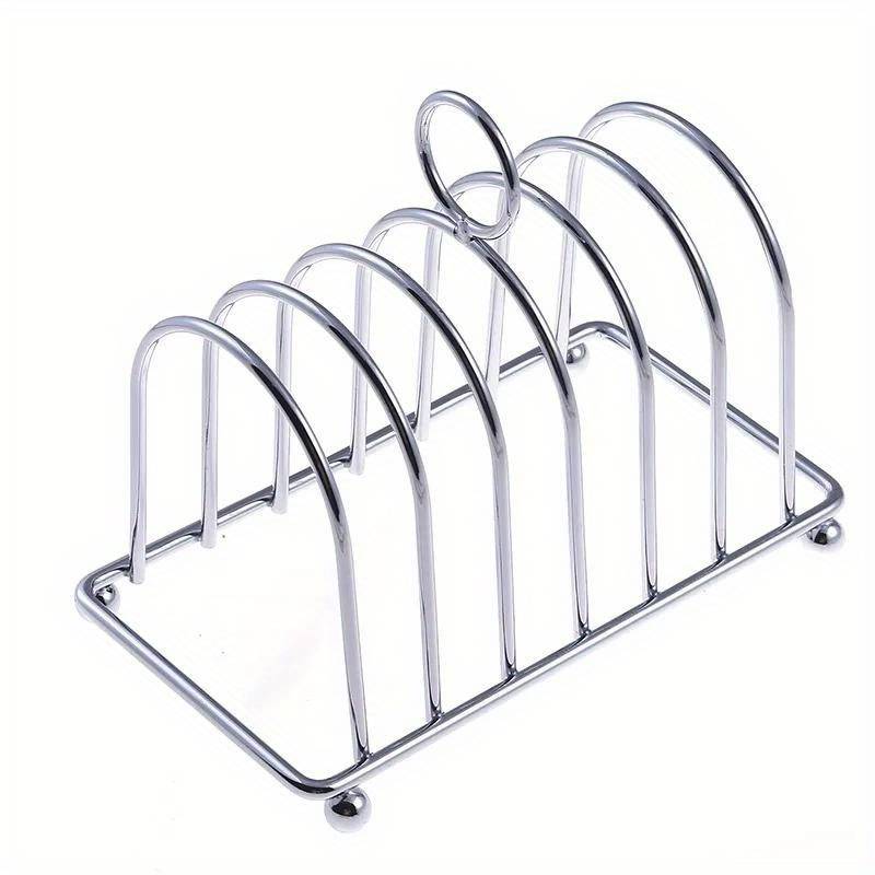 1pc Practical Stainless Steel Bread Rack For Dining Room Household Bread Rack 6-slice Food Disp