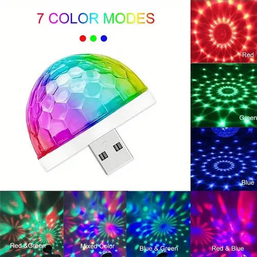 1pc USB Mini Disco Light Party Lights Ball Sound Activated DJ Disco Ball Stage Lights-Multi Colors L