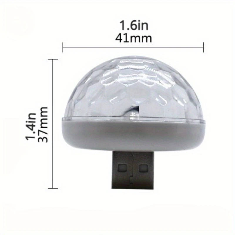 1pc USB Mini Disco Light Party Lights Ball Sound Activated DJ Disco Ball Stage Lights-Multi Colors L