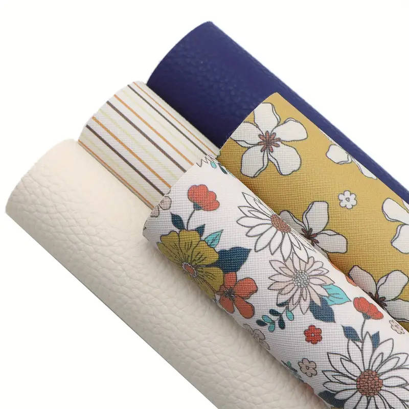 5-Piece Set Of Vibrant Floral And Striped Faux Leather