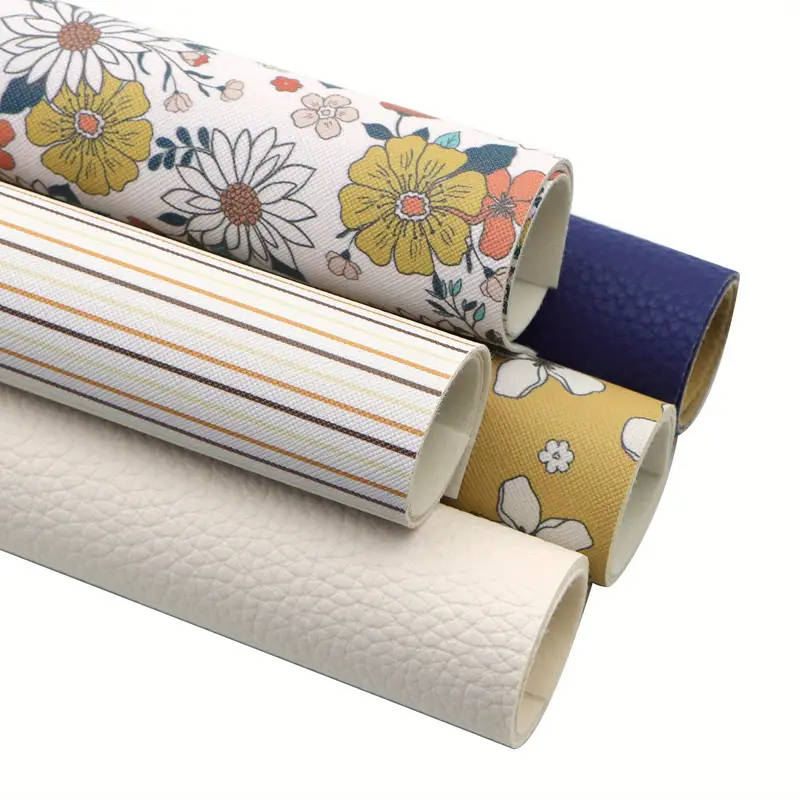 5-Piece Set Of Vibrant Floral And Striped Faux Leather