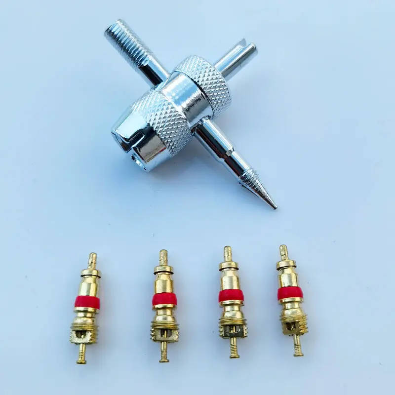 5pcs set Universal Tire Valve Repair Tool Set with 4 Copper Valve Cores Durable and Easy-to-Use Tire