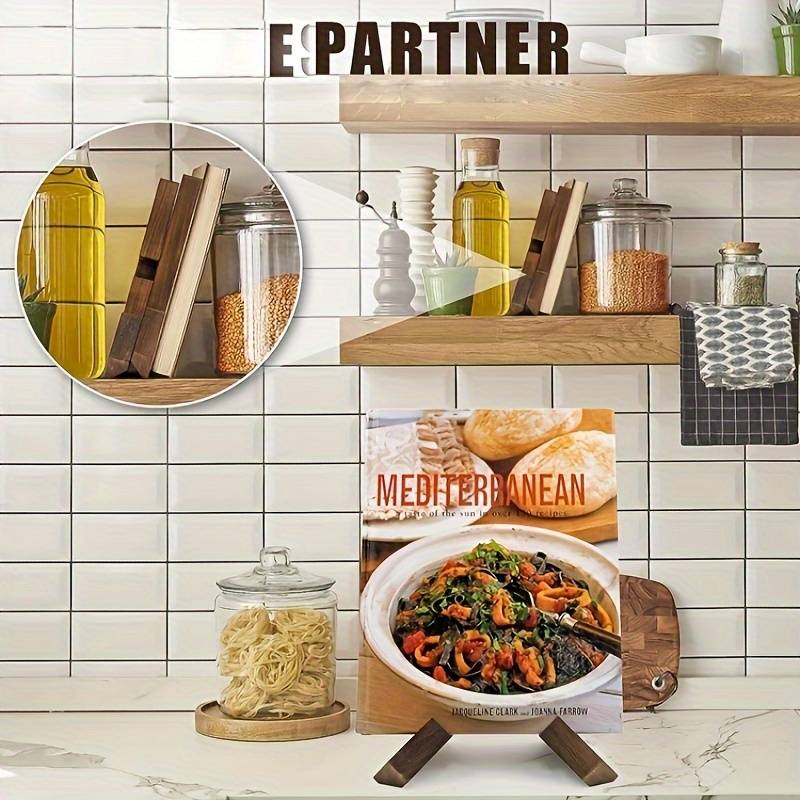 1pc Versatile Wooden Kitchen Organizer Recipe Stand Tablet Holder Decorative Display for Photo