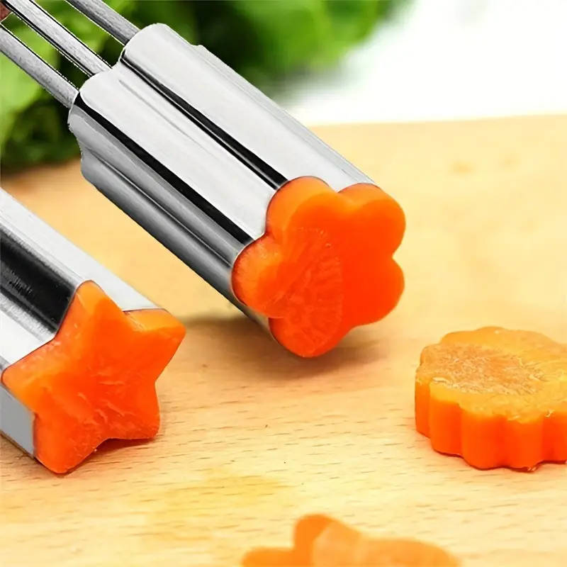 3pcs Vegetable And Fruit Cutter Shapes Set Stainless Steel Biscuits Stamps Mold With Wood Handle Bis