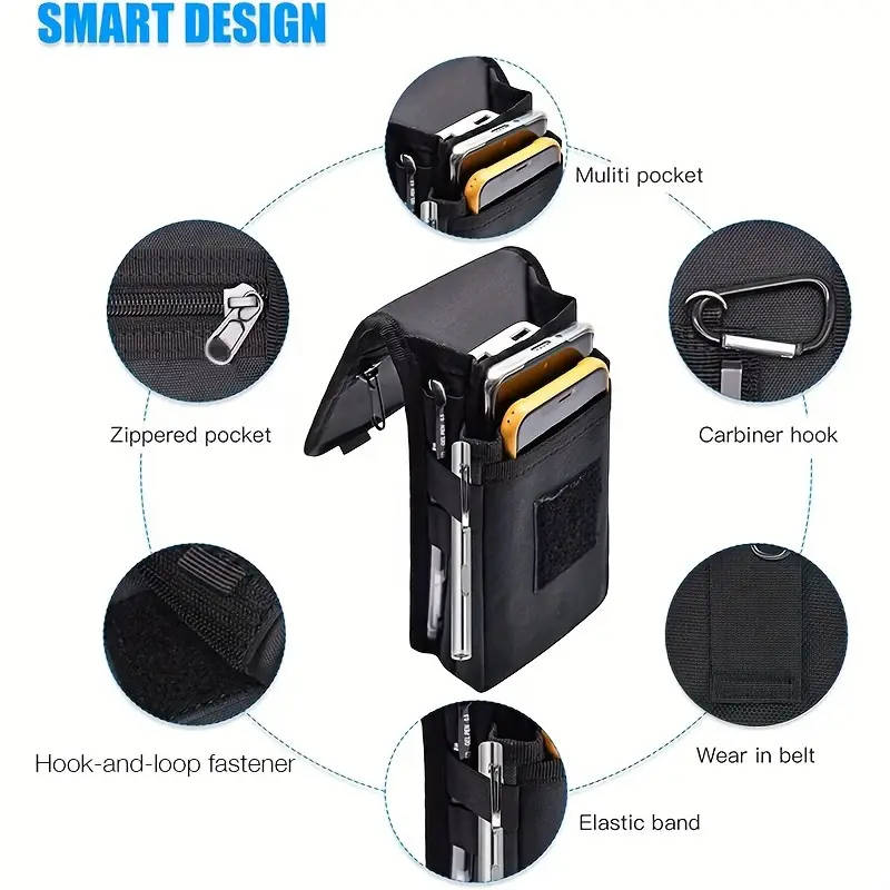 1pc Large Capacity Men's Wallet With Phone Pouch Multi-Compartment Card Holder Belt Loop Pouch Flip