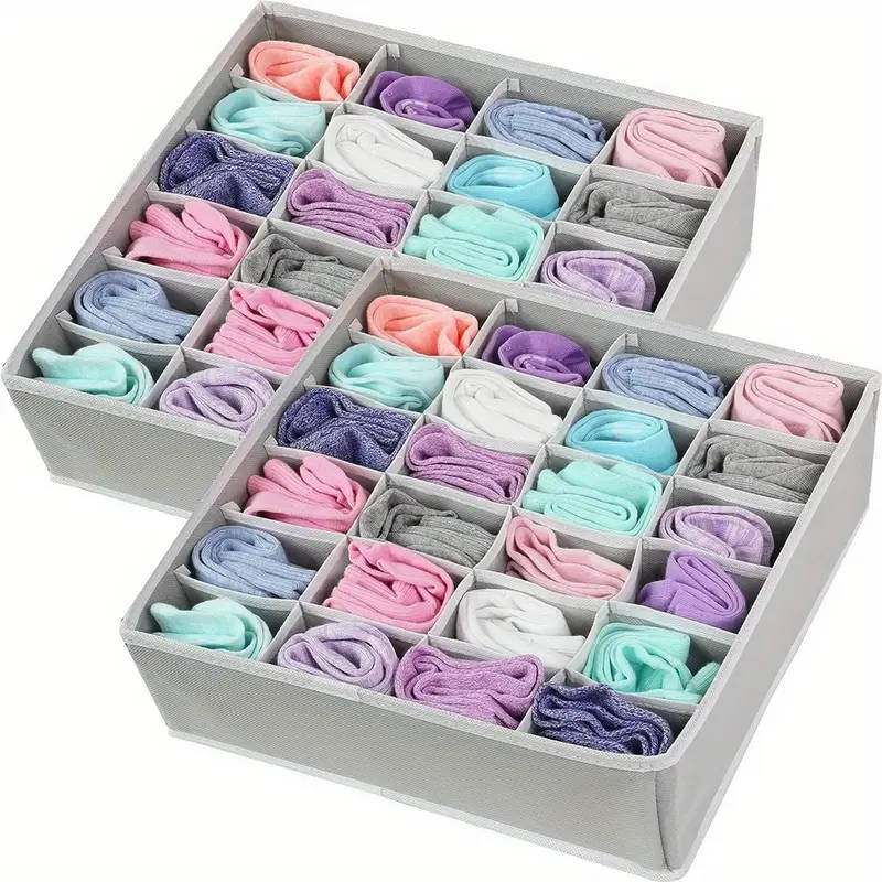 1pc Sock Underwear Organizer Dividers 24 Grids Drawer Organizers Fabric Foldable Cabinet Closet Orga