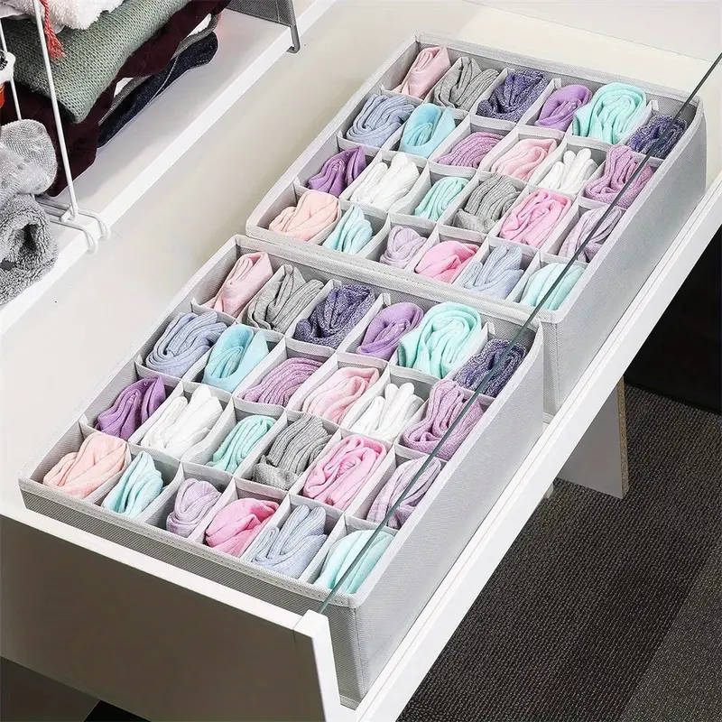 1pc Sock Underwear Organizer Dividers 24 Grids Drawer Organizers Fabric Foldable Cabinet Closet Orga