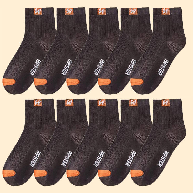 10 Pair Black One Size High Elastic Socks