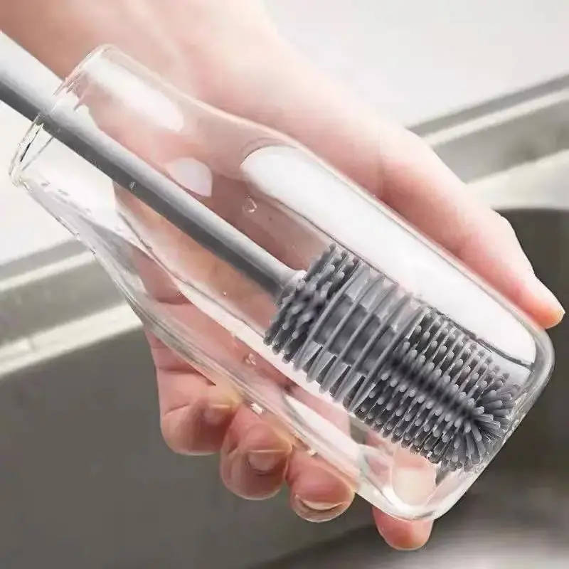 Easy-Clean Silicone Bottle Brush With Long Handle