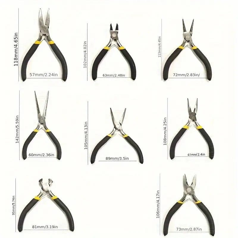 8pcs Mini Jewelry Pliers Round Curved Needle Nose Pliers DIY Craft Tools Kit
