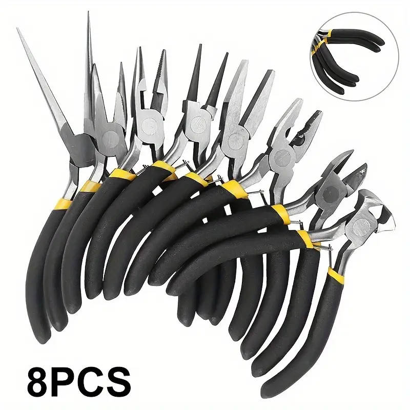 8pcs Mini Jewelry Pliers Round Curved Needle Nose Pliers DIY Craft Tools Kit