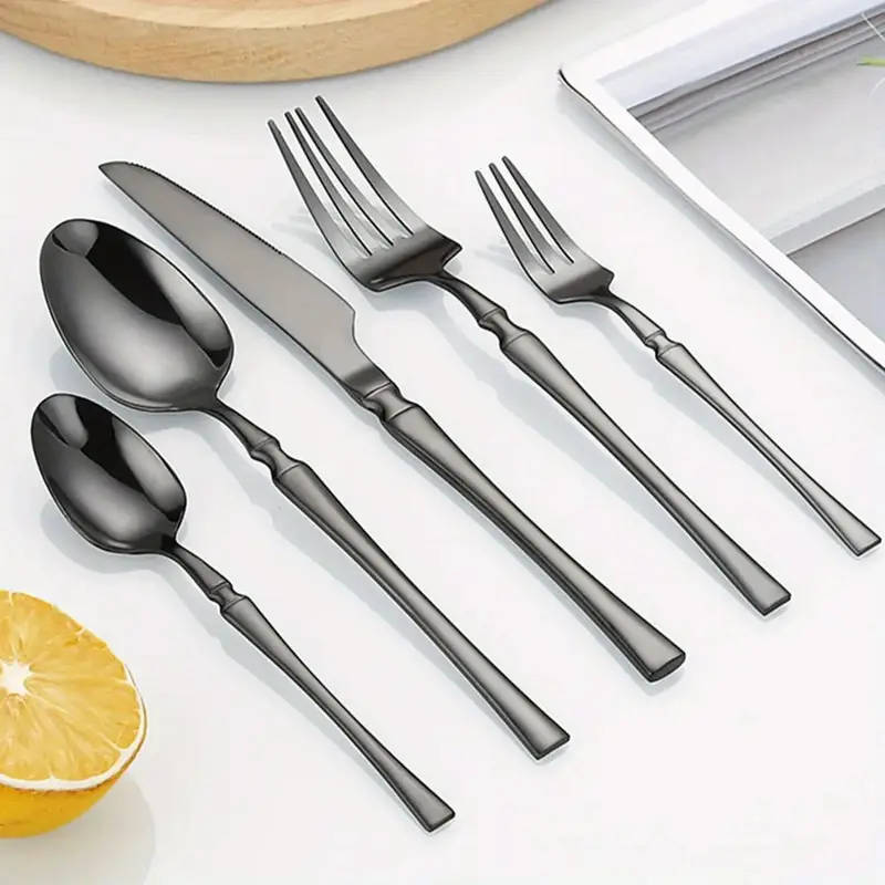 A Set Of 30pcs Stainless Steel Tableware Including Steak Knife Fork And Dessert Spoon Suitable For U