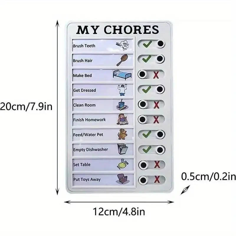 1pc Chore Chart Reusable Plastic Daily Task Board With Sliding Tabs Visual Self-Discipline Checklist