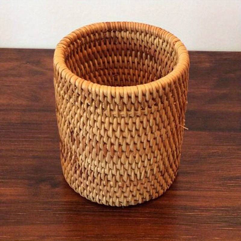 1pc Rattan Cutlery Storage Basket Lightweight Hanging Utensil Holder for Spoons Forks and K