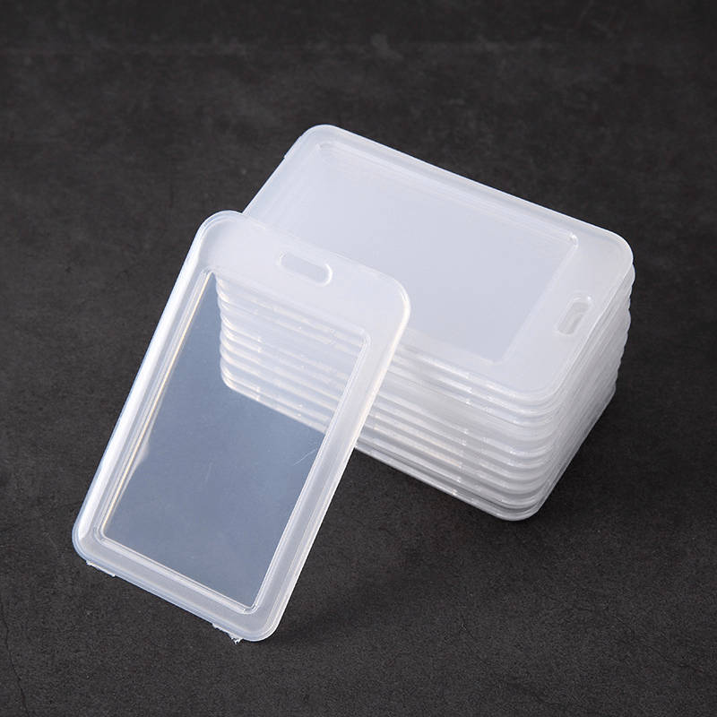 1pc Clear Plastic Card Holder Sleeve Transparent Protective Wallet for Work ID Student Badge