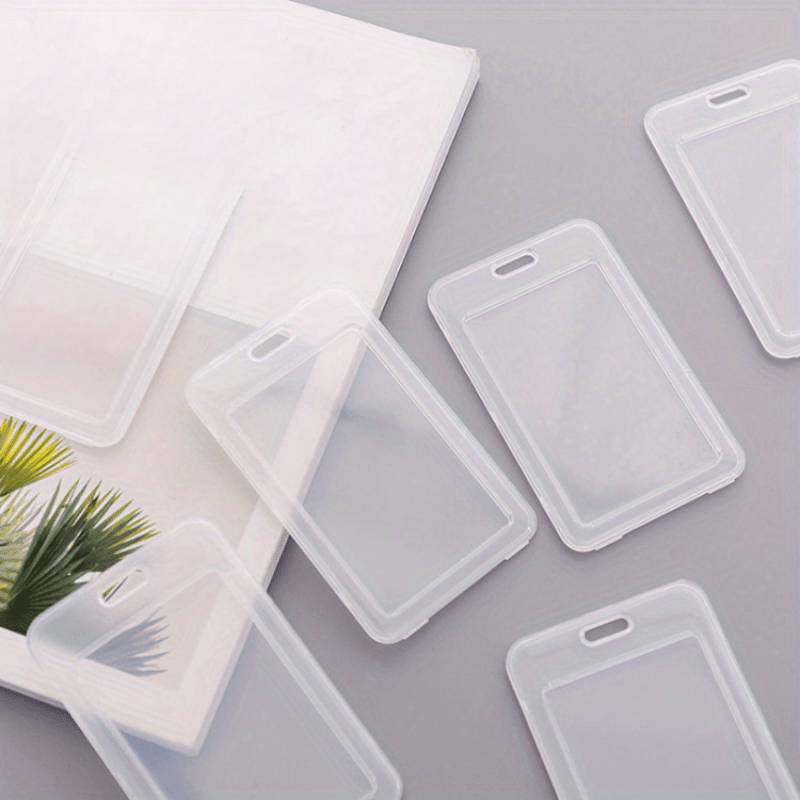 1pc Clear Plastic Card Holder Sleeve Transparent Protective Wallet for Work ID Student Badge