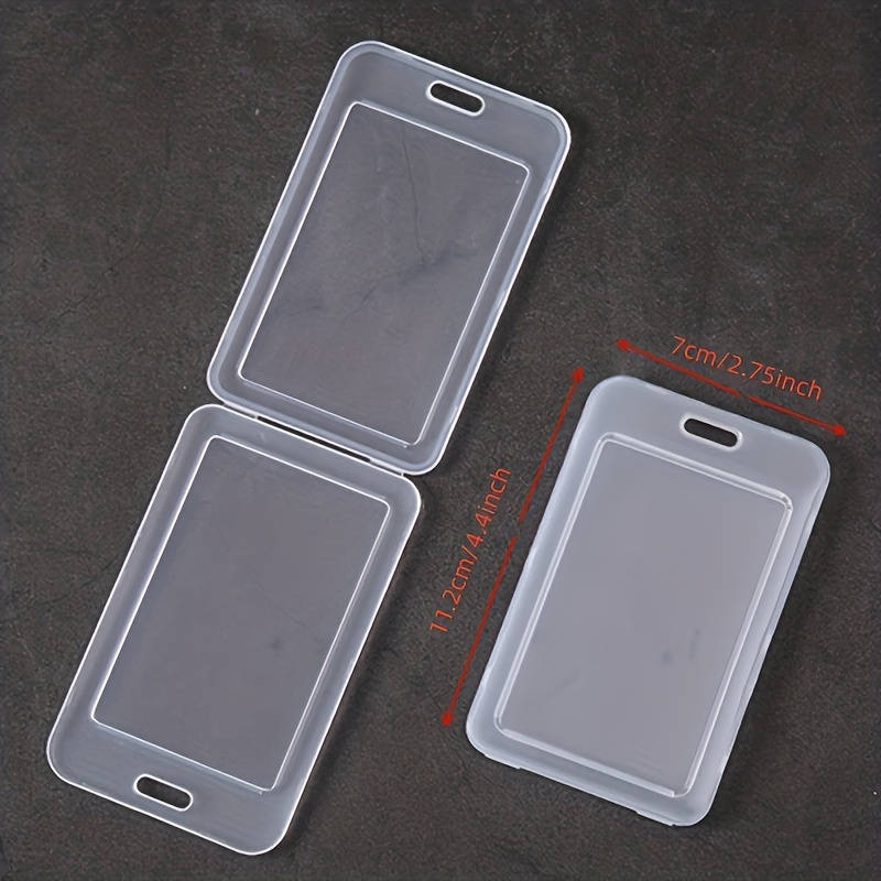 1pc Clear Plastic Card Holder Sleeve Transparent Protective Wallet for Work ID Student Badge