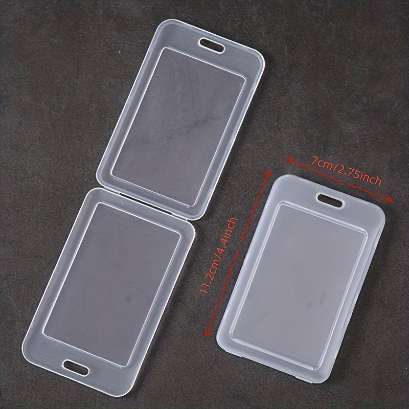 1pc Clear Plastic Card Holder Sleeve Transparent Protective Wallet for Work ID Student Badge