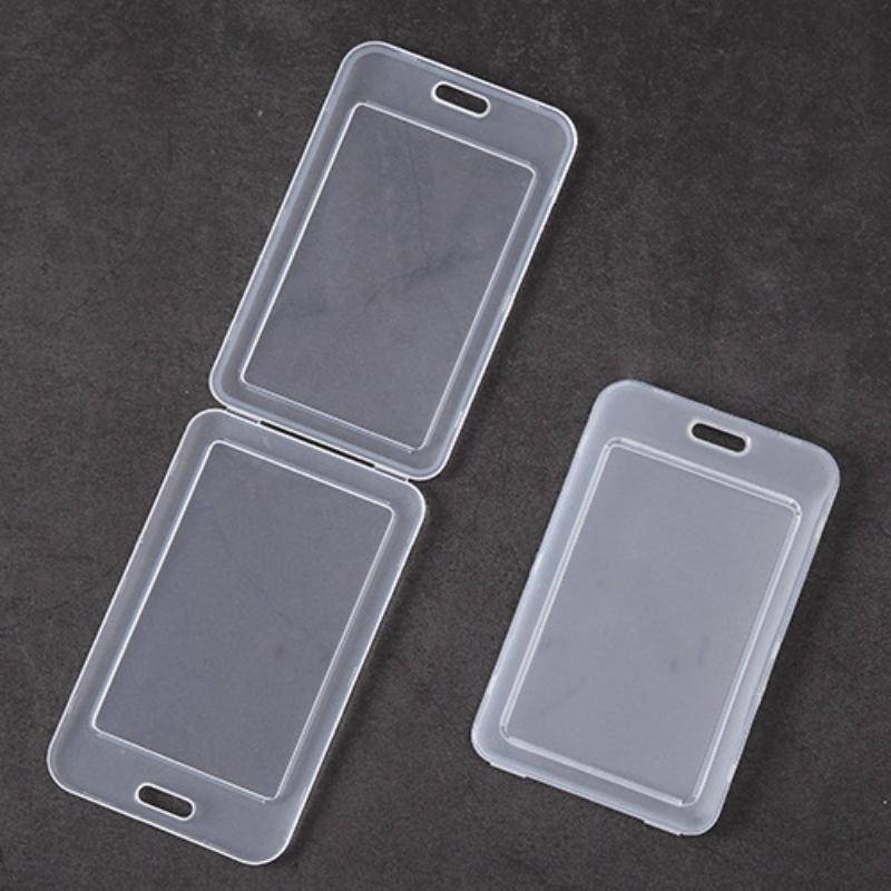 1pc Clear Plastic Card Holder Sleeve Transparent Protective Wallet for Work ID Student Badge