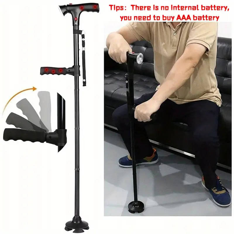 1 Piece Aluminum Alloy Walking Stick With Led Light And Siren