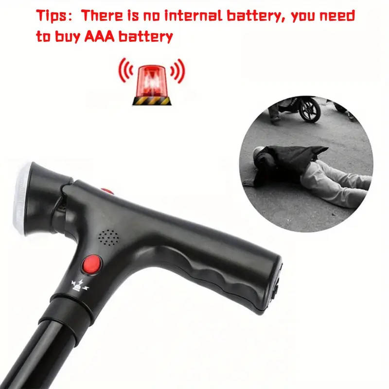 1 Piece Aluminum Alloy Walking Stick With Led Light And Siren