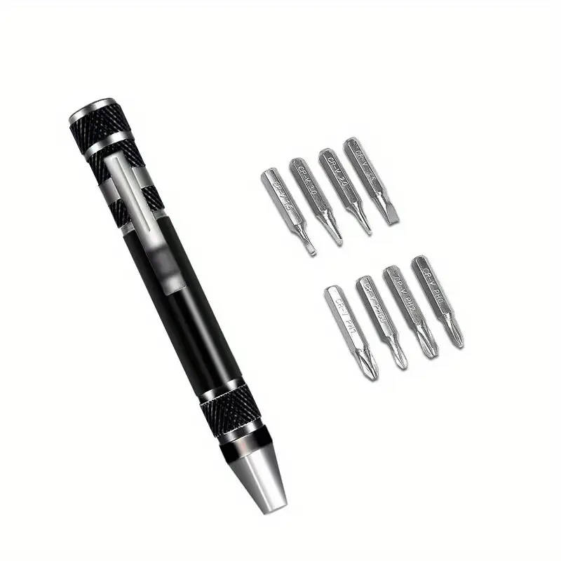 1pc 8in1 Precision Screwdriver Set Aluminum Alloy Multifunctional Pocket Tool Kit