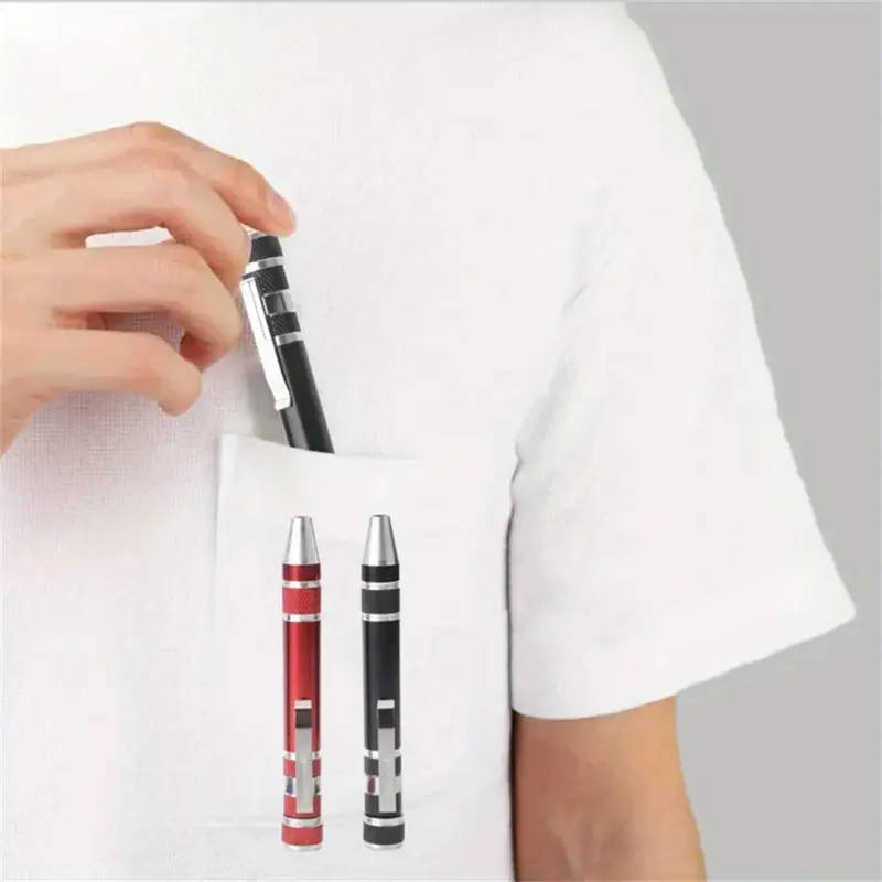 1pc 8in1 Precision Screwdriver Set Aluminum Alloy Multifunctional Pocket Tool Kit