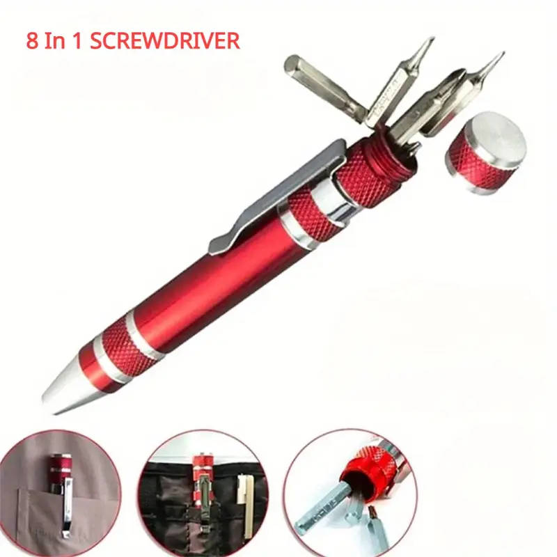 1pc 8in1 Precision Screwdriver Set Aluminum Alloy Multifunctional Pocket Tool Kit