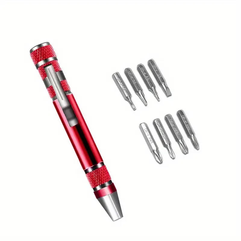 1pc 8in1 Precision Screwdriver Set Aluminum Alloy Multifunctional Pocket Tool Kit