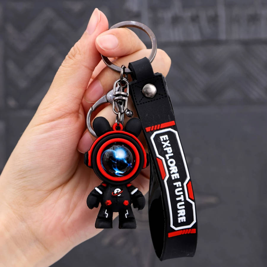 Durable Cute Silicone Lightning Bear Keychain Fashionable Backpack Key Charm Perfect Gift