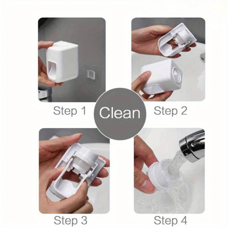 1Pc Easy Install Wall Mounted Automatic Toothpaste Dispenser Toothbrush Holder