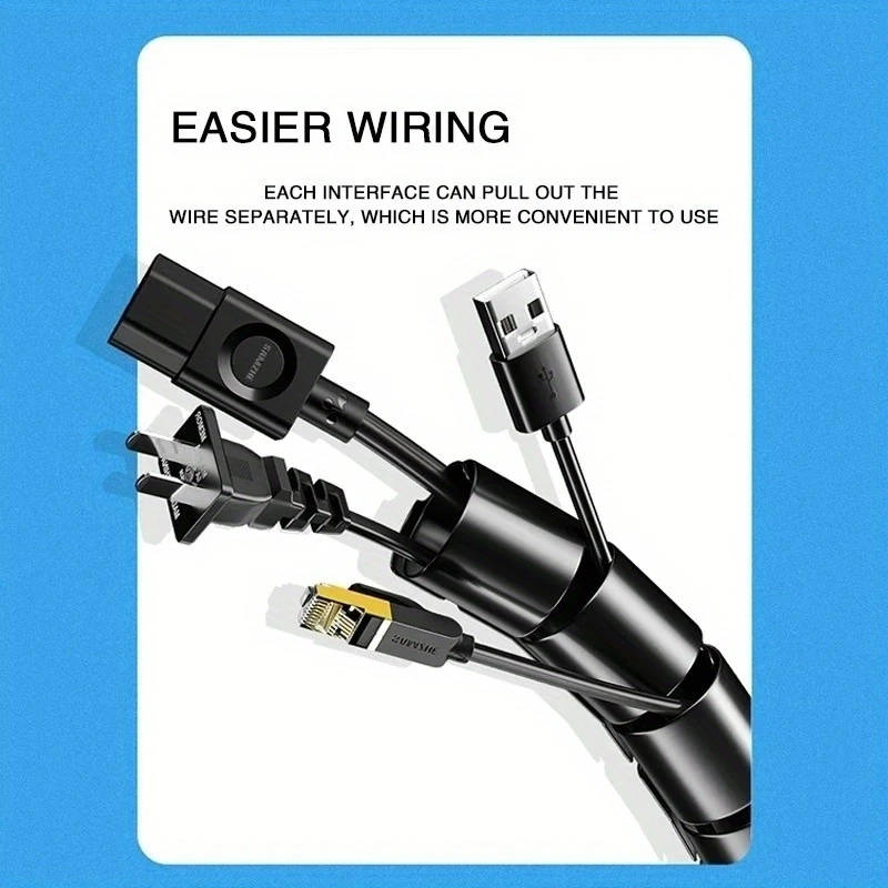1pc 2M Flexible Spiral Cable Wire Protector Cable Organizer Computer Cord Protective Tube Clip Organ