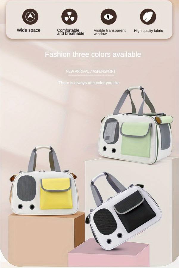 1pc Beige And Green a Pet Bag