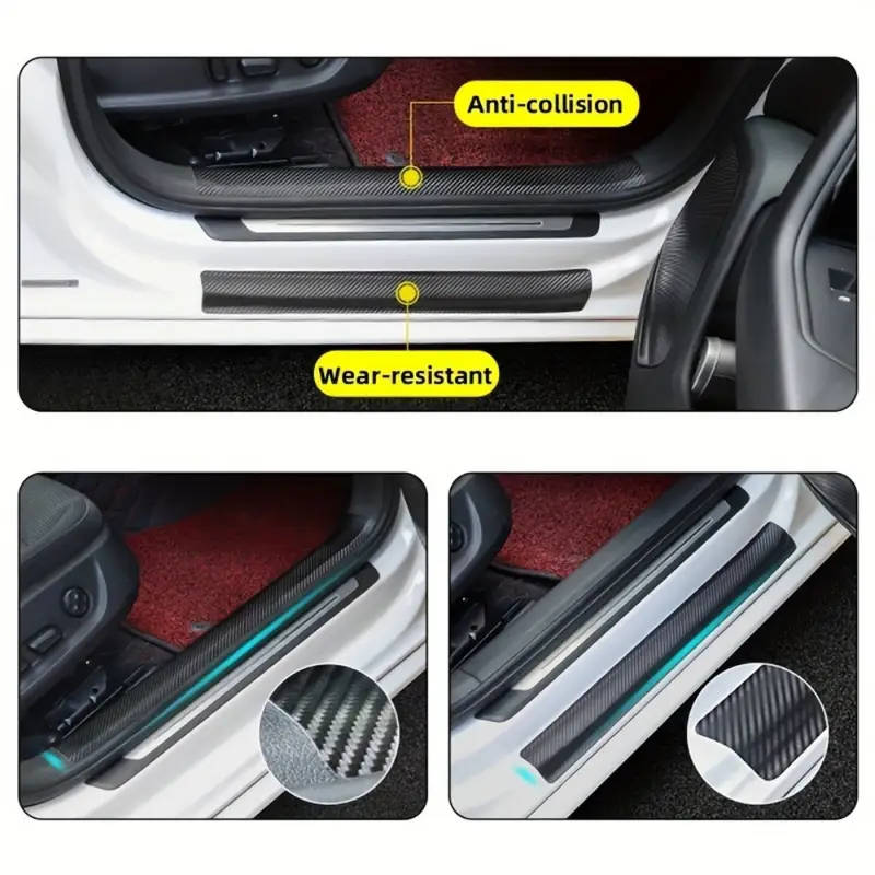 Carbon Fiber Car Door Trim Stickers Multifunctional Waterproof and Scratch-Resistant
