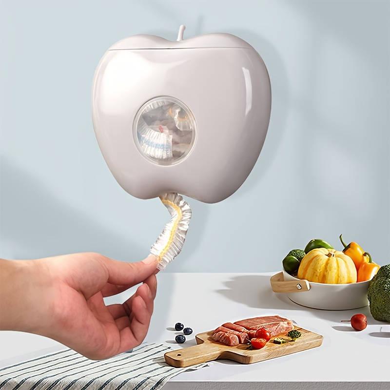 1pc Multipurpose Apple-Shaped Wall-Mounted Storage Organizer for Plastic Wrap and Food Covers