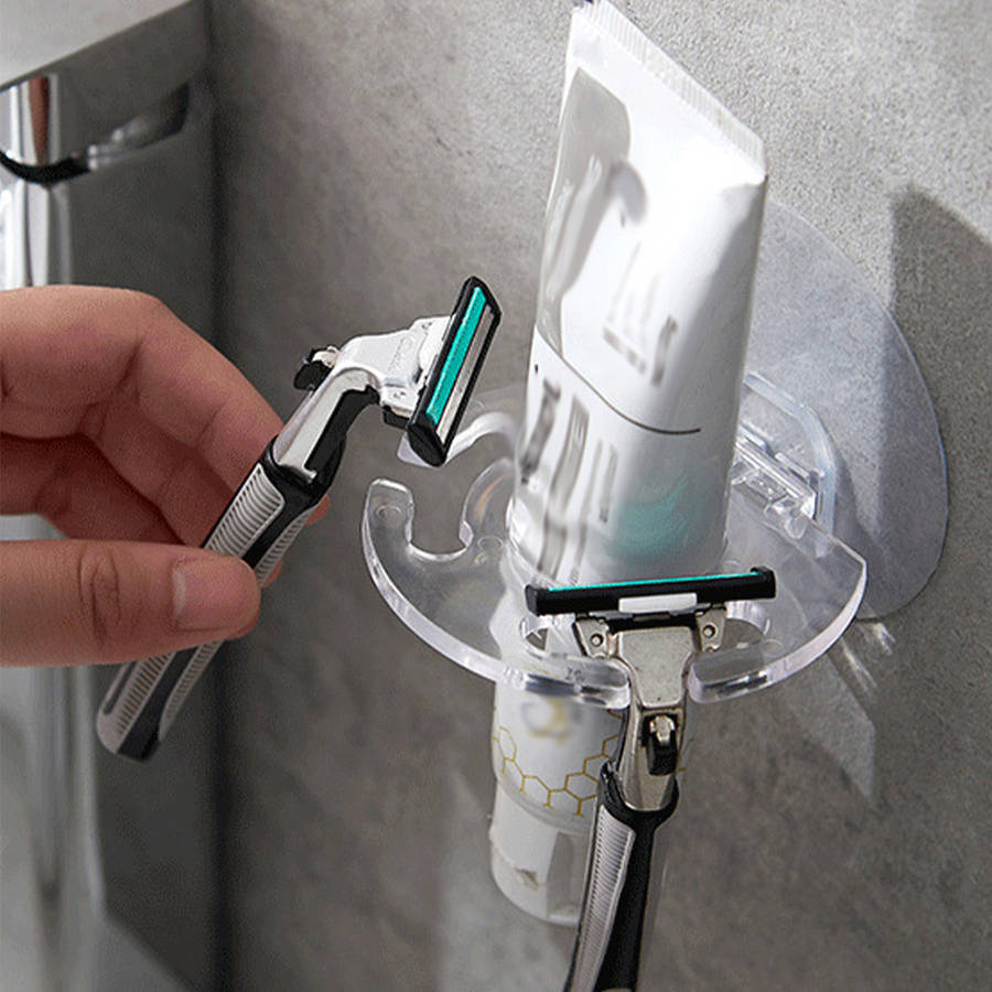 Wall-Mounted Toothbrush and Toothpaste Holder Set Plastic No Drilling Required Electricity-Free