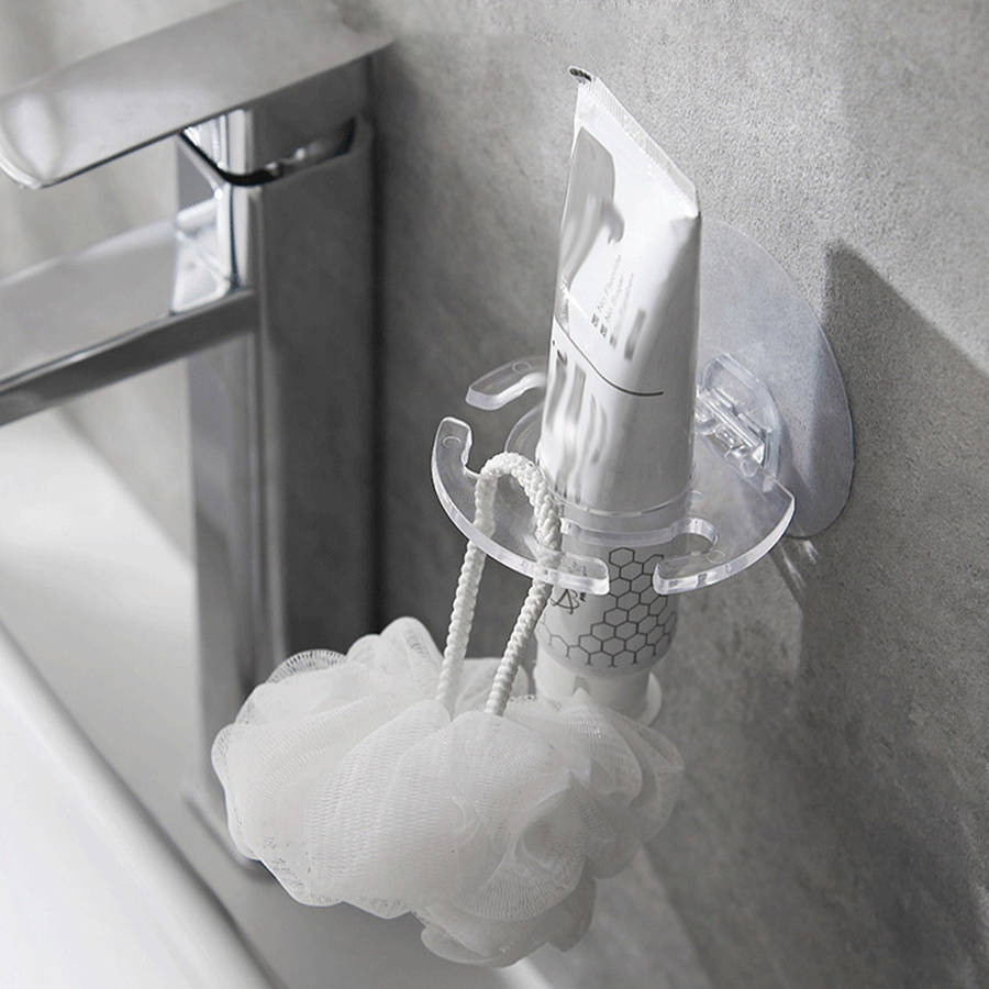 Wall-Mounted Toothbrush and Toothpaste Holder Set Plastic No Drilling Required Electricity-Free