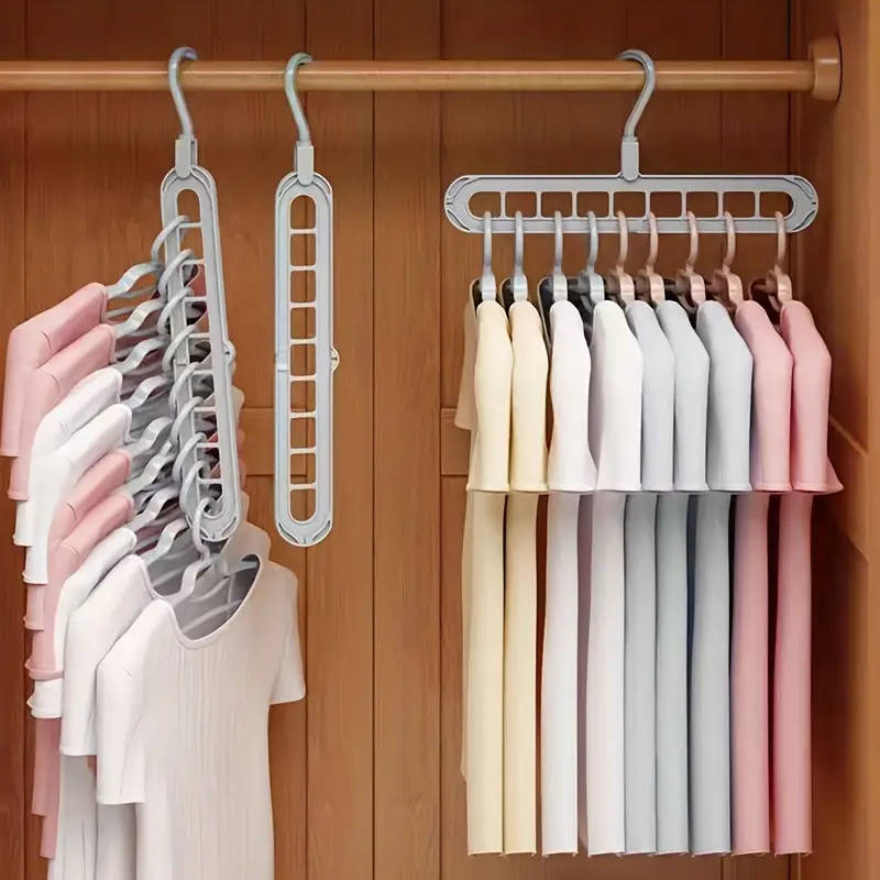 1pcs 9-Hole Multi-Functional Plastic Clothes Hanger Lacquered Finish Space Saving Foldable Storage