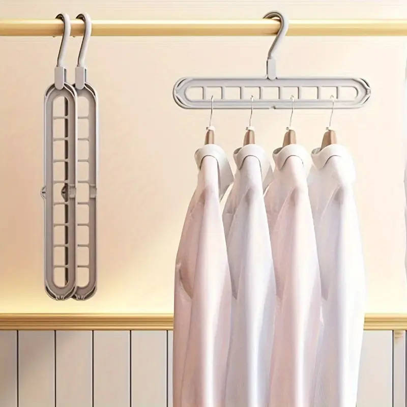 1pcs 9-Hole Multi-Functional Plastic Clothes Hanger Lacquered Finish Space Saving Foldable Storage
