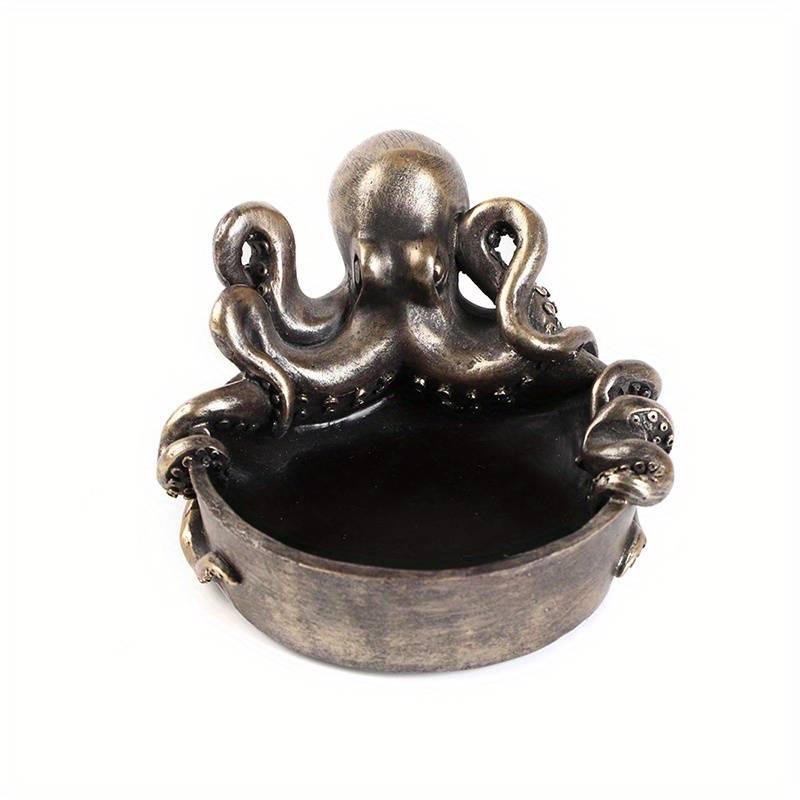 1pc Octopus Resin Ashtray Handcrafted Round Design with Intricate Tentacles Durable Indoor O