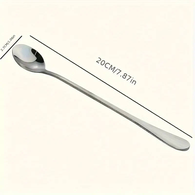 8pcs Stainless Steel Long Handle Ice Tea Spoon Coffee Spoon Ice Cream Stirring Spoon Dishwasher Safe