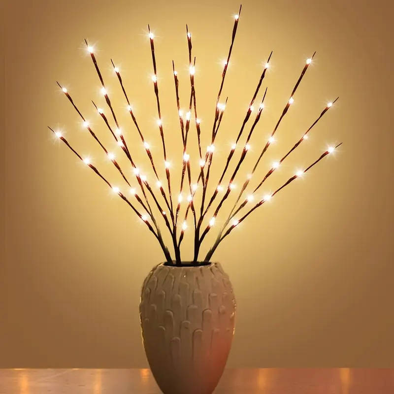1pc Classic 20 LED Fairy Branch Lights Yellow LED Indoor Decoration Battery Powered Button Toggle Co