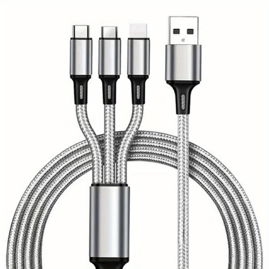 1pc 3-In-1 Charging Cable Portable And Compatible with Ios Type C And Micro USB Ports.