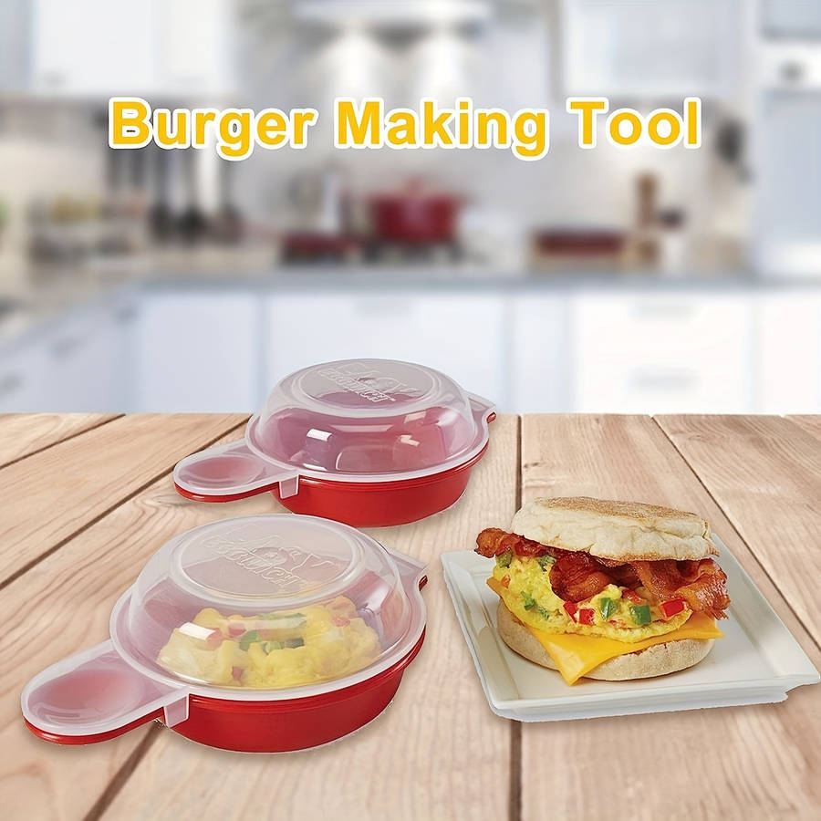 1pc EasyEggwich Microwave Egg Cooker Red and Clear Uncharged Kitchen Gadget for Perfect Break