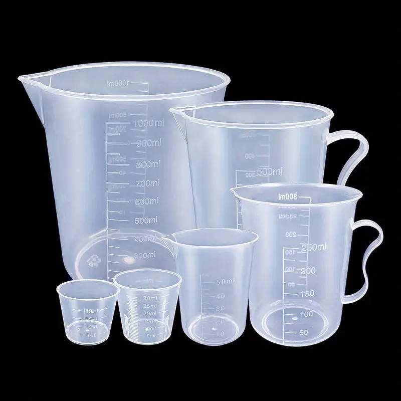 6pcs Clear Plastic Measuring Cup Set with Easy-Pour Spouts Durable Accurate for Baking Cooking Essen