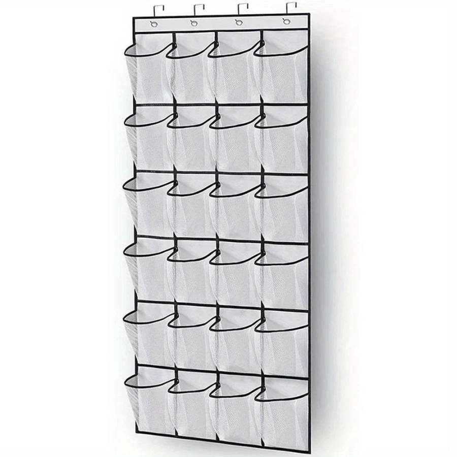 1pc 24Pocket Over-the-Door Shoe Organizer Durable Plastic Hanging Shoe Rack with Large Mesh Pockets