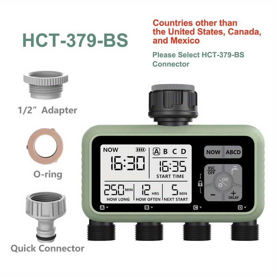 1Pc Compact 4 Outlet Digital Water Timer Sprinkler