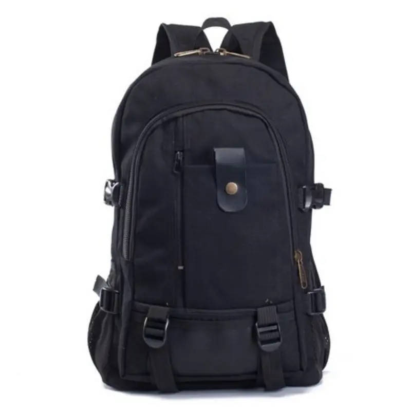 1pc Sports Style Canvas Backpack Lightweight Adjustable Strap Zipper Closure Polyester Lined Hand Wa