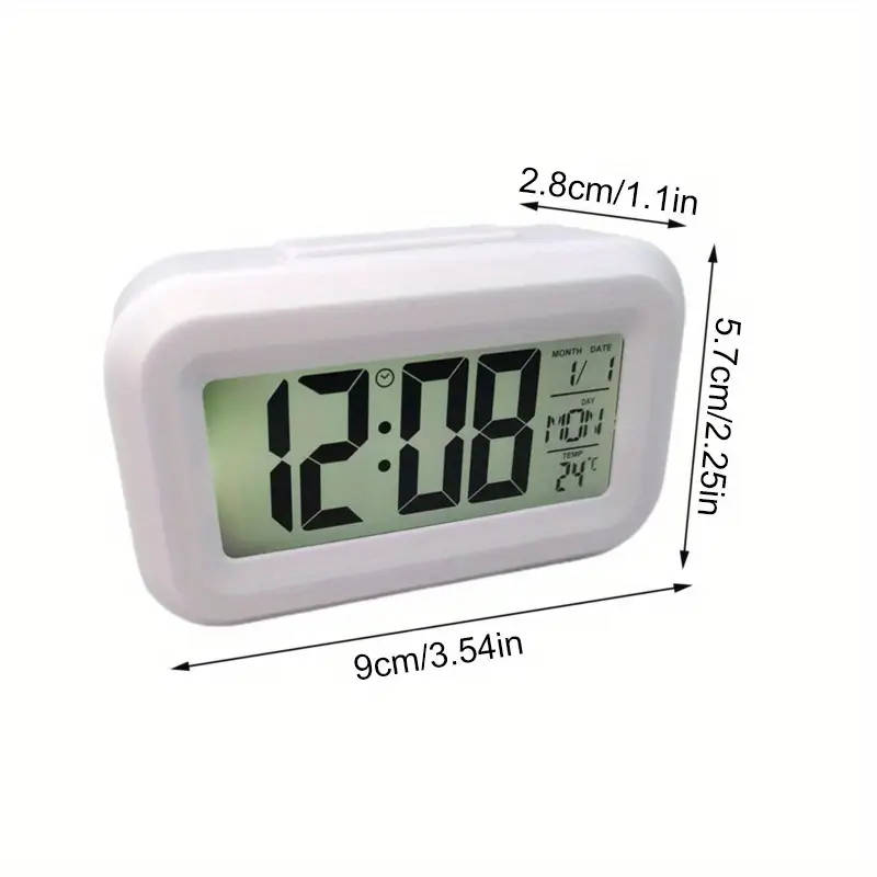 1pc Mini LCD Smart Alarm Clock With Night Light Music Alarm Snooze Perpetual Calendar Digital Therm